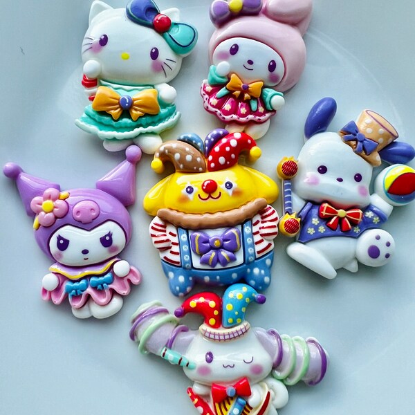 Large Sanrio Circus Charms, decoden, resin flatback, planar, scrapbooking, jewelry making supplies, cute kawaii cabochons, resin charms