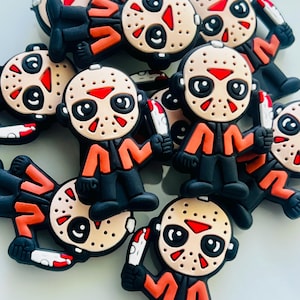 Hockey Mask Focal Beads, Silicone Focal Bead, Focal Bead for pens, Focals, Halloween Focals, Focals for jewelry, Spooky Beads, Bloody beads