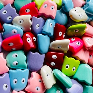 15mm Pac Man Ghost Focal Beads, Focal Beads, Shape Beads, Pen Beads, Bulk Beads, Jewelry Supplies, Decoden, Custom Beads
