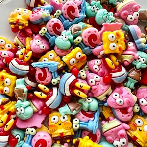 Set of 2 Bubble Character Charms, Cabochons, Resin Flat back, DIY Charm, Decoden Supplies, Jewelry Supplies, Junk Charms, Cabs, Kawaii Charm