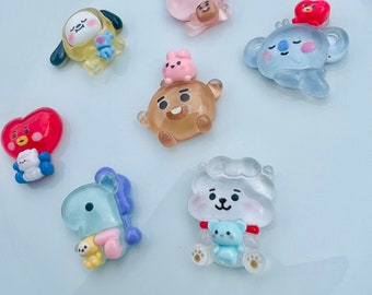 6 & 7 Piece Charm Set BT21, BTS, Kawaii, Kpop, K-pop, Music