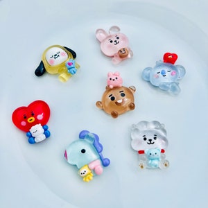 6 & 7 piece charm set BT21, BTS, Kawaii, Kpop, K-Pop, Music Charms, Resin Charms, Flatback, Cabochons