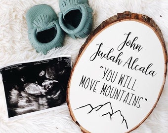 Woodland Nursery Decor, Boho Baby Shower, Greatest Adventure, Personalized Baby Shower Gift, Baby Name Sign, Mountain Decor, Move Mountains