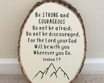 Joshua 1:9 Wood Sign, Mountain Decor, Scripture Verse