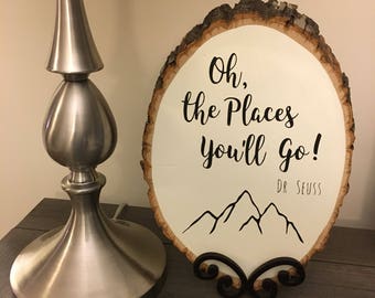 Dr. Seuss Wood Sign, Travel Nursery Decor, Adventure Quote, Oh The Places You'll Go, Travel Nursery, Baby Shower