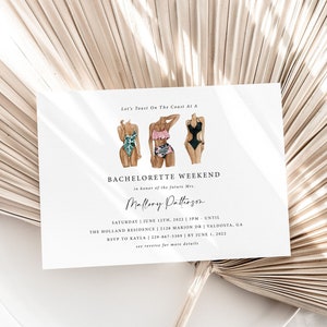 Bachelorette Weekend Invitation Template | Printable Bachelorette Party Invite | Destination Beach Bachelorette Weekend Template | Editable