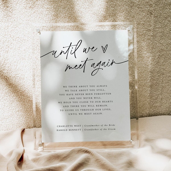 Printable In Loving Memory Sign | Template In Loving Memory | Memorial Table Sign | Until We Meet Again | Wedding Memory Table Sign| ND23