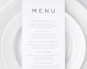 Printable Wedding Menu | Wedding Menu Template | Wedding Menu | Menu Card | Editable Wedding Menu Template | Reception Menu | Modern | ML19