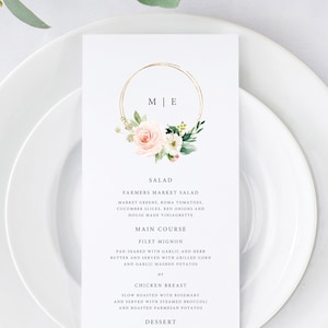 Printable Wedding Menu | Wedding Menu Template | Wedding Menu Card | Menu Template | Printable Wedding Menu Template | Reception Menu | BM19