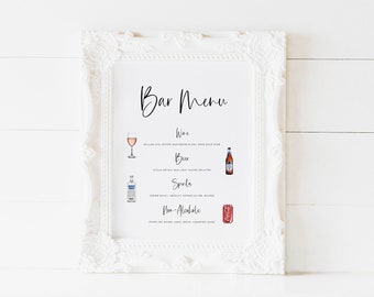 Printable Signature Cocktails Sign | Editable Signature Cocktails Template | Printable Bar Menu Sign Template | Signature Drinks Sign