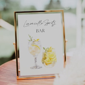 Printable Limoncello Spritz Bar Sign | Editable Limoncello Bar Sign Template | Bridal Shower Limoncello Spritz Bar Sign | Instant Download