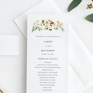 Printable Wedding Program Template Printable Wedding | Etsy