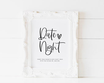 Date Night Cards | Date Night Jar Sign | Printable Date Night Cards | Date Night Ideas Card & Sign Set | Modern Date Night Idea Cards | MN20
