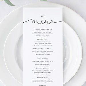 Printable Wedding Menu | Wedding Menu Template | Wedding Menu Card | Menu Template | Printable Wedding Menu Template | Reception Menu | BW19