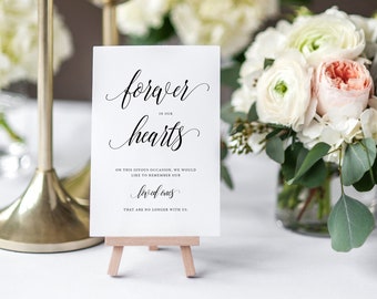 In Loving Memory Printable Sign | In Loving Memory Wedding Sign | Forever in Our Hearts Wedding Sign | Memory Table Wedding Sign | AT19