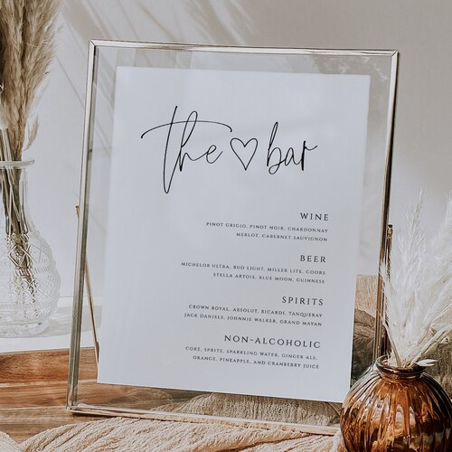 Printable Open Bar Menu Bar Menu Template Open Bar Sign | Etsy