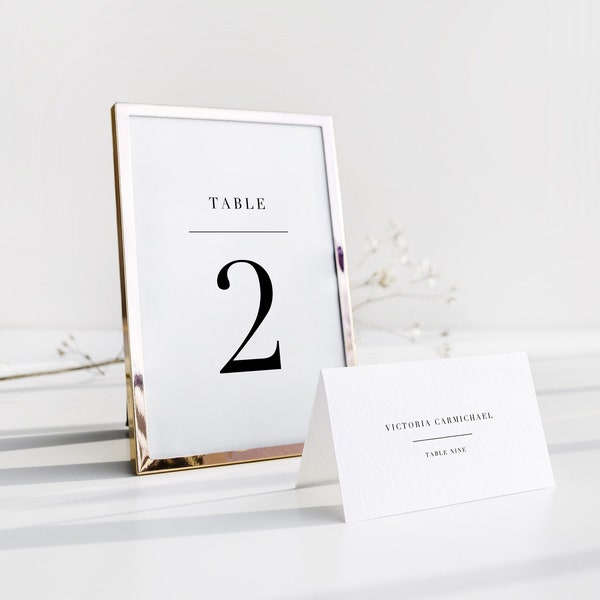 Tischnummern | Tischnummer Vorlage | Hochzeit Tischnummern | Minimalistische Tischnummern | Moderne Tischzahlen | Bearbeitbar | QS19