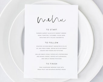 Printable Wedding Menu | Wedding Menu Template | Wedding Menu | Menu Card | Editable Wedding Menu Template | Reception Menu | Modern | FS01