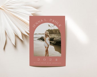 Boho Graduation Announcement Template 2024 | Clay Graduation Cards | Graduation Cards Printable | Graduation Party Invites | Senior 2024