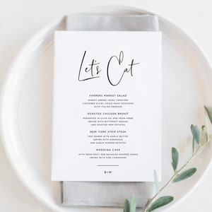 Printable Wedding Menu | Wedding Menu Template | Wedding Menu Card | Menu Template | Printable Wedding Menu Template | Reception Menu | ST19