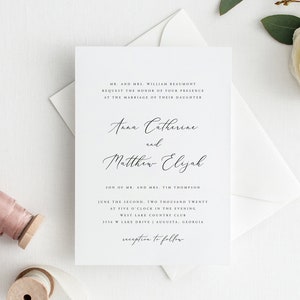 Printable Wedding Invitations | Wedding Invitation Template | Classic Calligraphy Wedding Invitations | Simple Wedding Invites | WG18