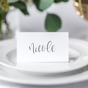 Printable Place Card Template | Wedding Place Cards | Printable Escort Cards | Calligraphy Place Cards | Simple | Templett | Editable | MS06