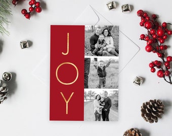 Christmas Card Template | Photoshop Christmas Card Template | Modern Christmas Photo Cards | Holiday Photo Cards | Printable | Red | Green