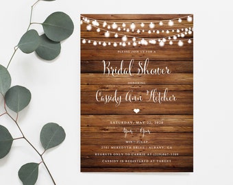 Rustic Bridal Shower Invitation Template | Country Bridal Shower Invitation | Printable Bridal Shower Invite | Editable Bridal Shower Invite