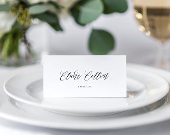 Printable Place Card Template | Wedding Place Cards | Printable Escort Cards | Calligraphy Place Cards | Simple | Templett | Editable | FS18