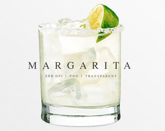 Margarita Watercolor Clipart | Margarita Drink Illustration | Custom Watercolor Cocktail | Signature Drink Clipart | Tequila Cocktail | PNG