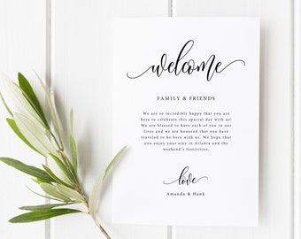 Printable Wedding Welcome Letter | Wedding Welcome Bag Letter | Welcome Bag Letter Template | Hotel Welcome Card | Welcome Bag Letter | SB15