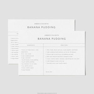 Plantilla de tarjeta de receta editable, Tarjetas de receta imprimibles, Tarjeta de receta minimalista, Tarjeta de receta de despedida de soltera, Recinto de tarjeta de receta moderna, Regalo