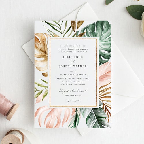 Tropical Save the Date Template Tropical Save the Date Cards | Etsy