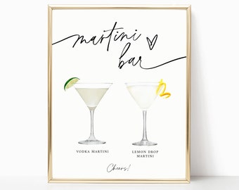 Printable Martini Bar Sign | Editable Martini Bar Sign Template | Martini Bar Sign | Templett | Instant Download | Modern | Minimal | ND23