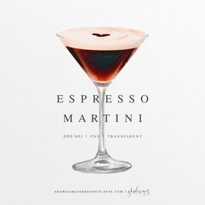Espresso Martini aquarel clipart | Espresso Martinidrankillustratie | Aangepaste aquarelcocktail | Handtekening drankje clipart | Digitaal