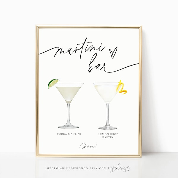 Printable Martini Bar Sign | Editable Martini Bar Sign Template | Martini Bar Sign | Templett | Instant Download | Modern | Minimal | ND23