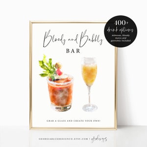 Bloody Mary Bar Sign Template | Printable Bloody Mary Bar Sign | Bridal Brunch Bloody Mary Cocktail Sign | Editable Bloody Mary Bar | ST19