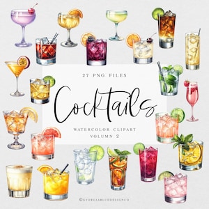 Clipart Cocktail Acquerello, Illustrazione Clipart Cocktail, Clipart Bevanda Acquerello, Clipart Bevanda Firma Cocktail Firma Png Matrimonio