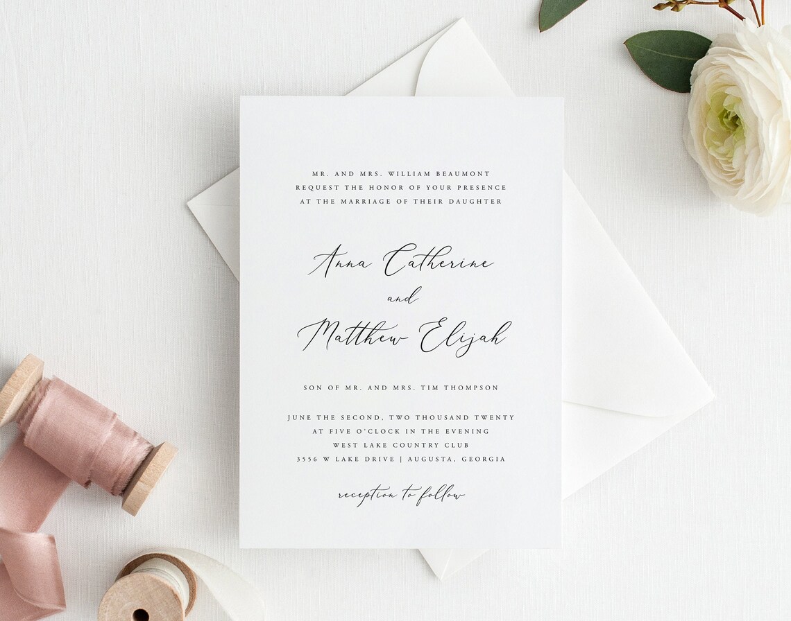 Printable Wedding Invitations Wedding Invitation Template - Etsy