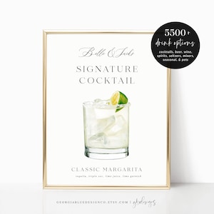 Printable Signature Cocktails Sign, Wedding Signature Drinks Menu Template, Wedding Cocktails, Bar Menu Sign, Signature Drinks Sign, CS23