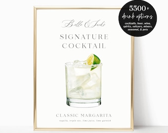 Printable Signature Cocktails Sign, Wedding Signature Drinks Menu Template, Wedding Cocktails, Bar Menu Sign, Signature Drinks Sign, CS23