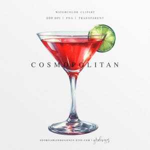 Clipart Cosmopolitan PNG, Illustrazione di drink con firma per matrimonio, Grafica digitale, Segno del menu del bar, Cocktail Cosmopolitan ad acquerello, Cosmo rosso