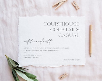 Intimate Micro Wedding Invitation Template, Nothing Fancy, Simple Wedding Invites, Minimalist Wedding,  Modern Courthouse Wedding, PF25