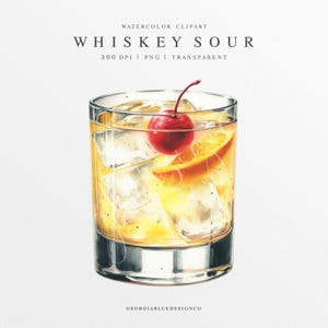 Whisky Sour Clipart PNG, Ilustración de bebida de firma de boda, Gráfico digital, Letrero de menú de bar, Cóctel de whisky de acuarela, Bebida de whisky
