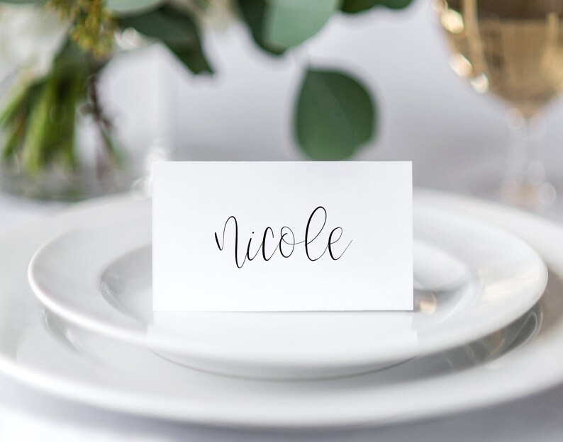Wedding Place Cards Printable Escort Cards Simple Printable Place Card Template Calligraphy Place Cards Editable Templett MS06
