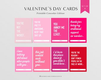 Printable Valentines Day Cards for Coworkers | Funny Valentines Cards | Coworker Valentines Day Gift Tag | Printable Gift Tag for Holiday