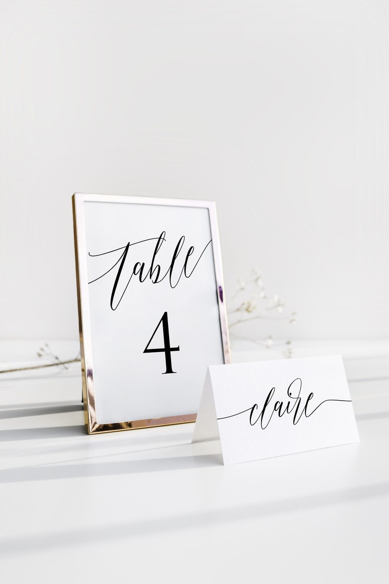 Printable Table Numbers Table Number Template Wedding Table Numbers Calligraphy Table Numbers Editable Instant Download FS18 image 1