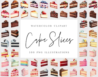 Watercolor Cake Clipart, Digital Cake Illustrations, Wedding Cake Menu Graphics, Watercolor Cake Png, Dessert Clipart, Wedding Dessert Menu