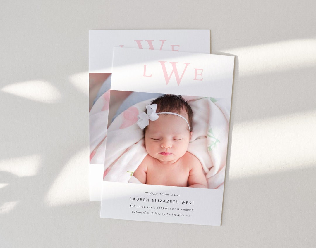 Birth Announcement Template Printable Photo Birth Announcement Card ...