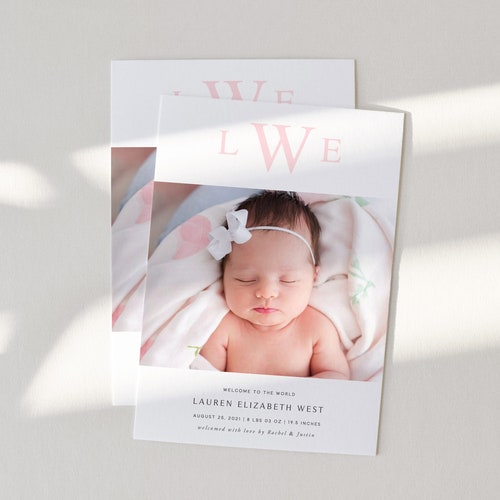 Birth Announcement Template Printable Photo Birth - Etsy